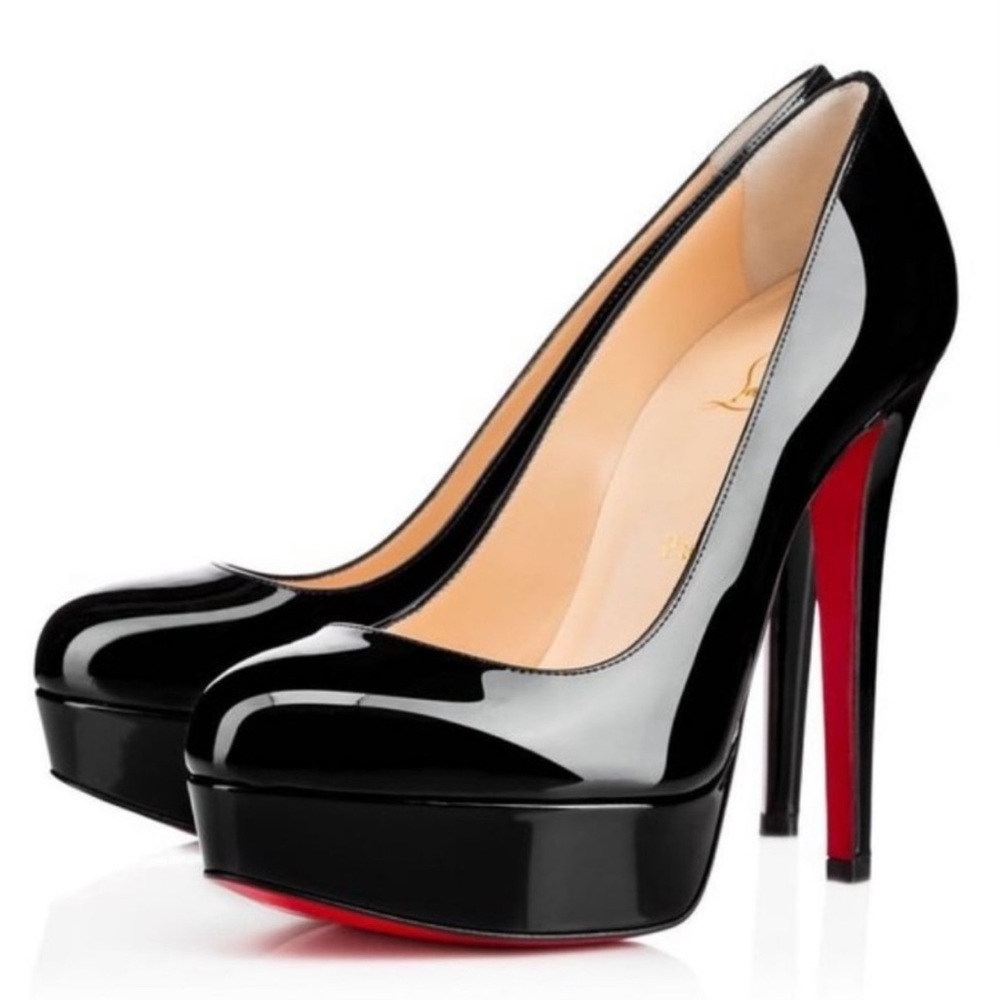 Christian Louboutin Bianca 120 Pump Heels, Black Patent, Sz. 6.5